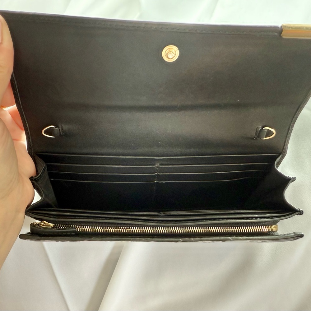 100% Authentic Gucci Guccissima Wallet On Chain- WOC- Black Leather Wallet - Picture 8 of 12